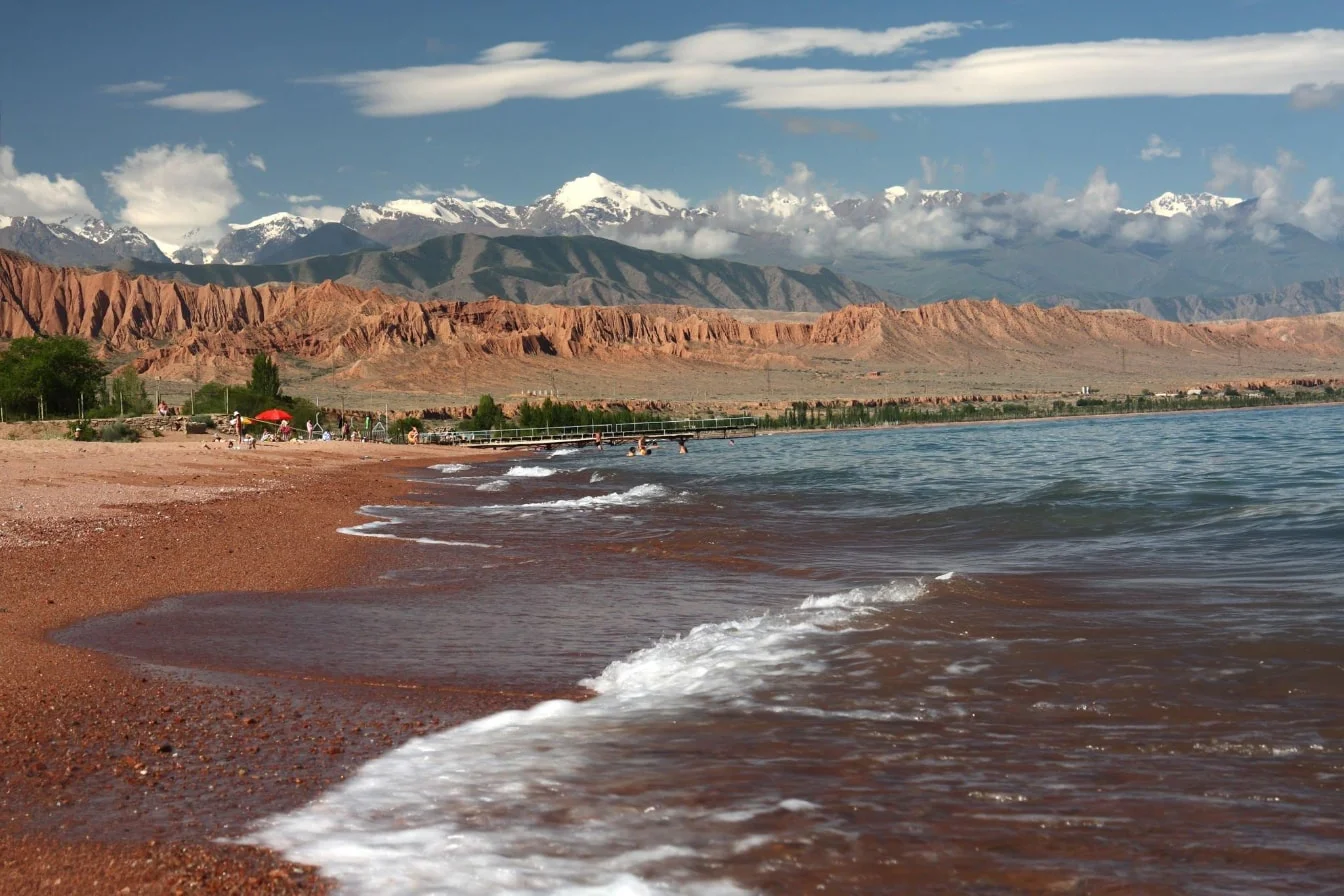 Issyk-Kul Lake with Tien Shan mountains
